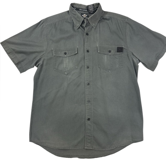 Harley-Davidson Men's Winged Logo Button Down Gray Size L - Picture 1 of 8
